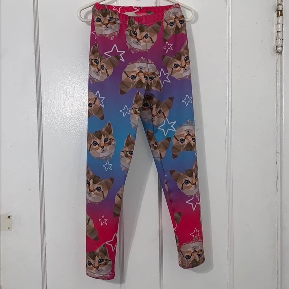Girls fleece lined cat print leggings